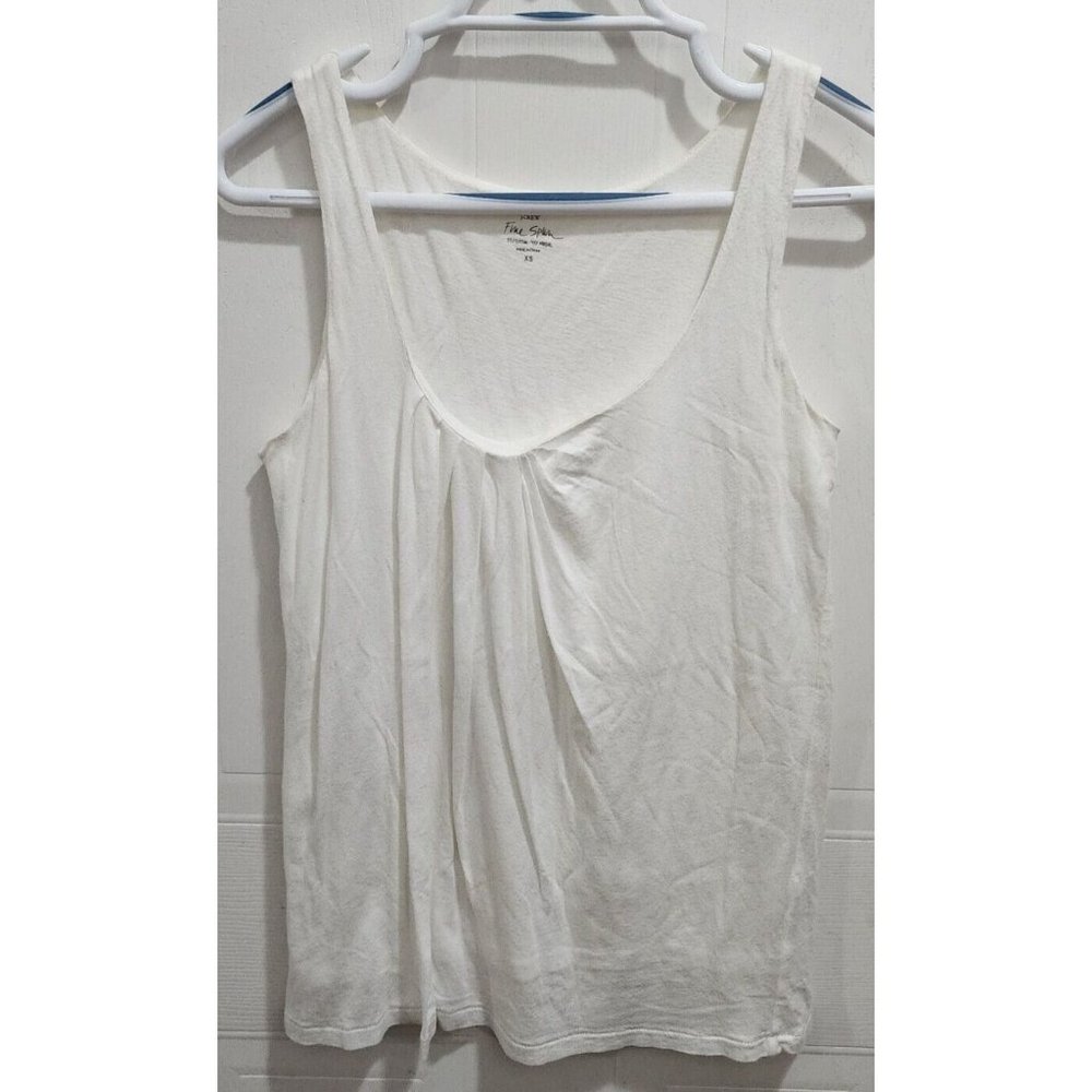 J. Crew Women's Fine Spun Sleeveless Draped Tank Top‎ Cotton Blend White Size XS